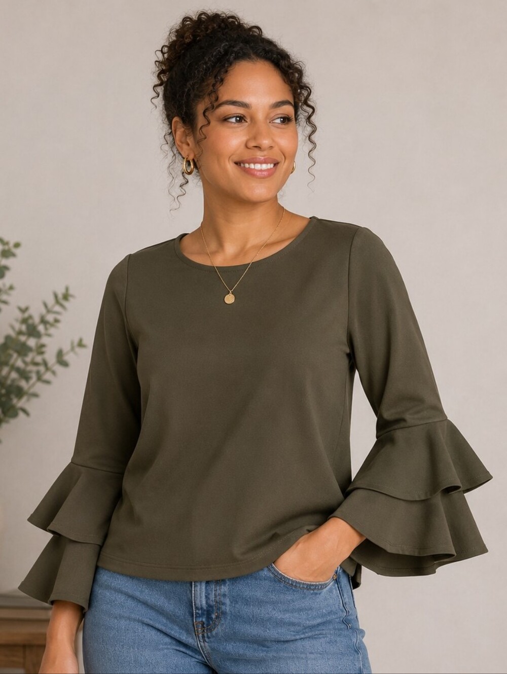 J. CREW RUFFLE SLEEVE BLOISE